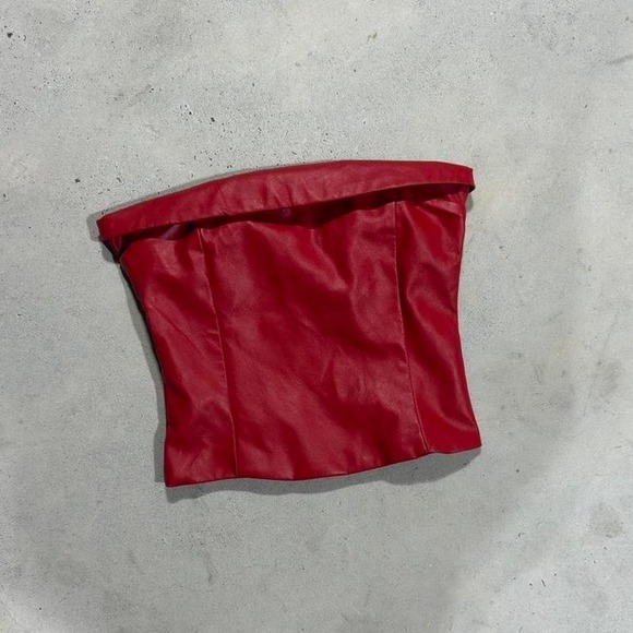 Other - Skye to Moon – Faux Leather Tube Top – Women's S – Red Bandeau Y2K